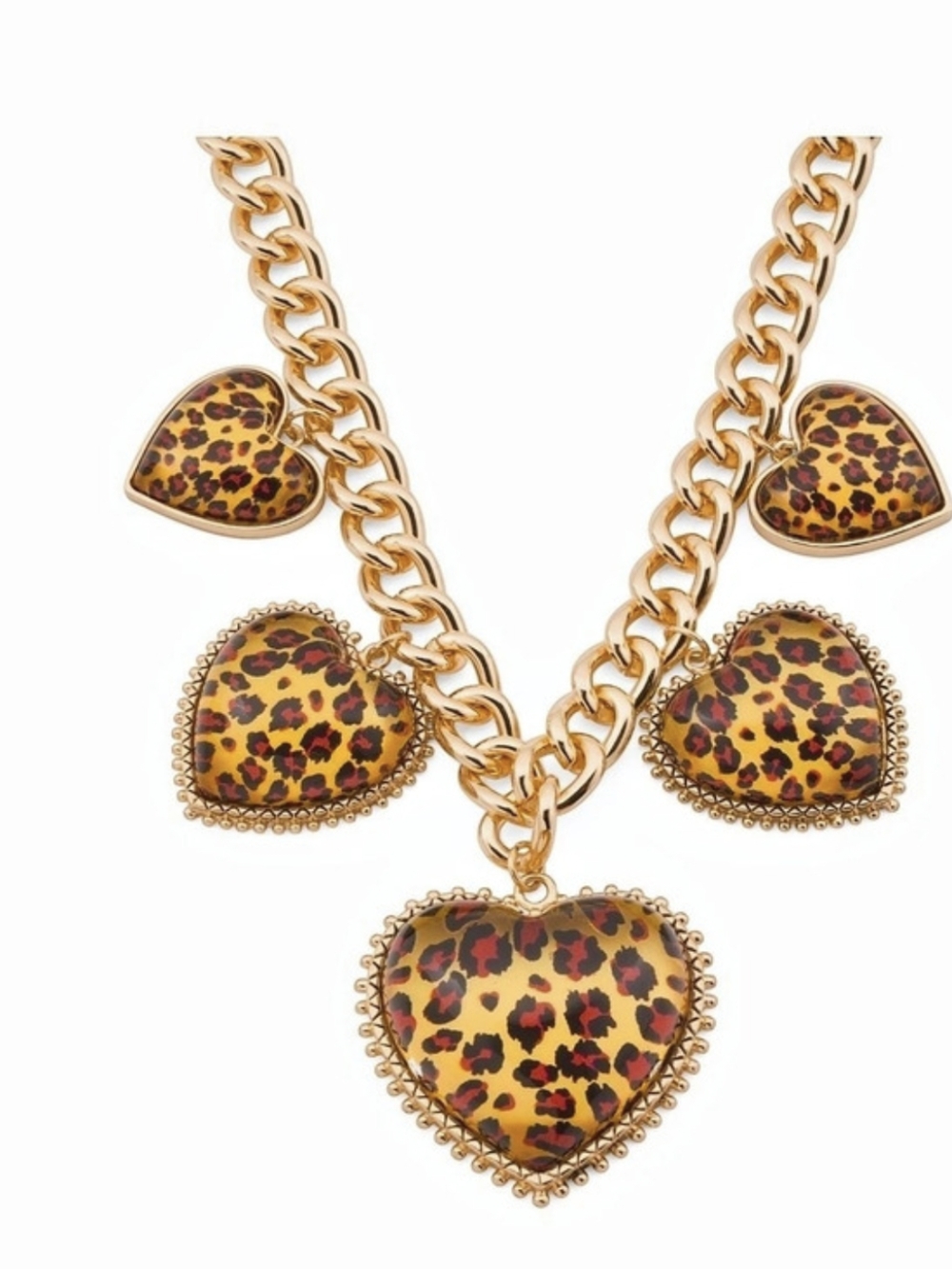 🤎▪️Betsey Johnson▪️ Leopard Heart Charm Statement Necklace
